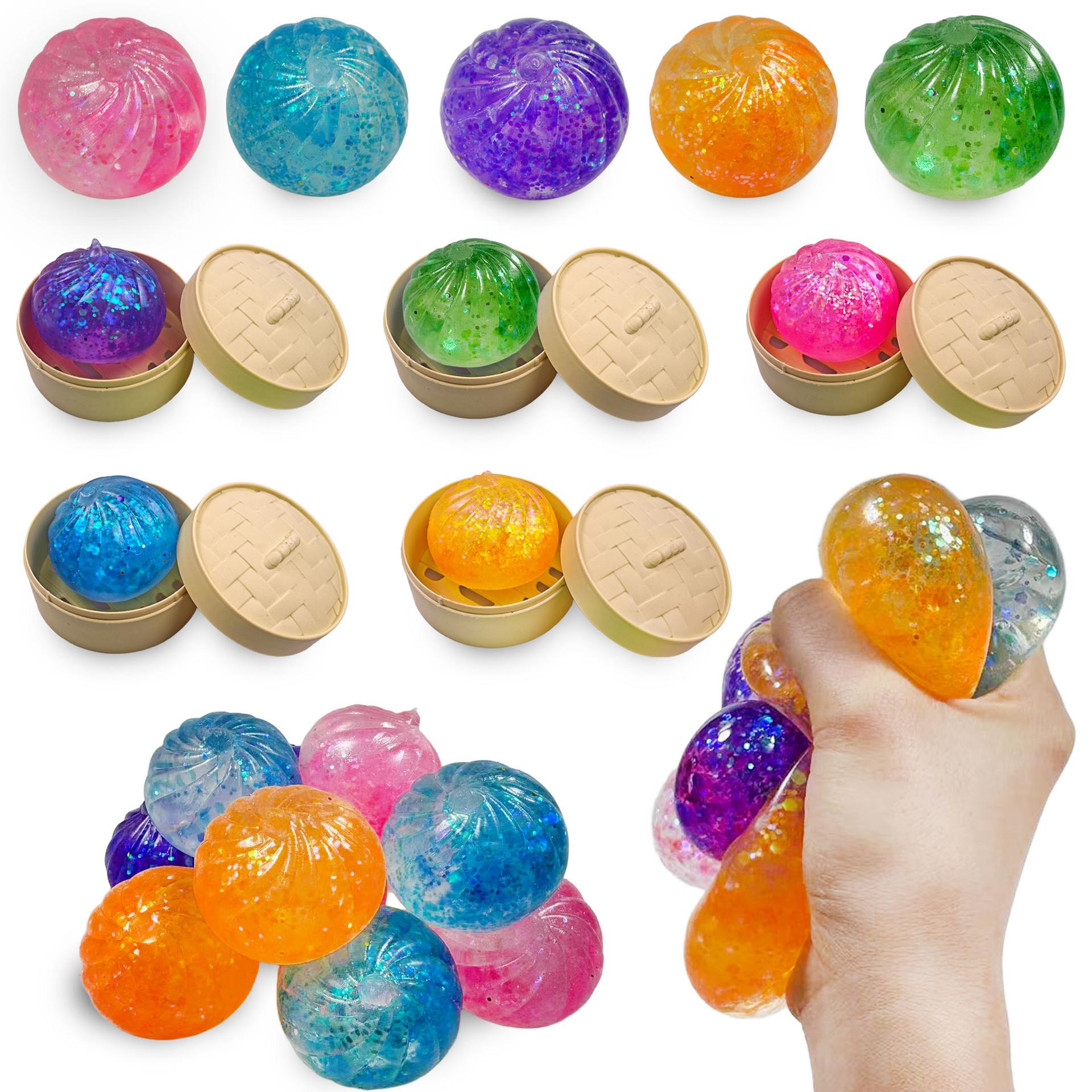 18PCS Steamed Bun Squishy Toys Decompression Slow Rebound Dumpling Stress Ball Fidget Toys for Kids Adult Party Gifts