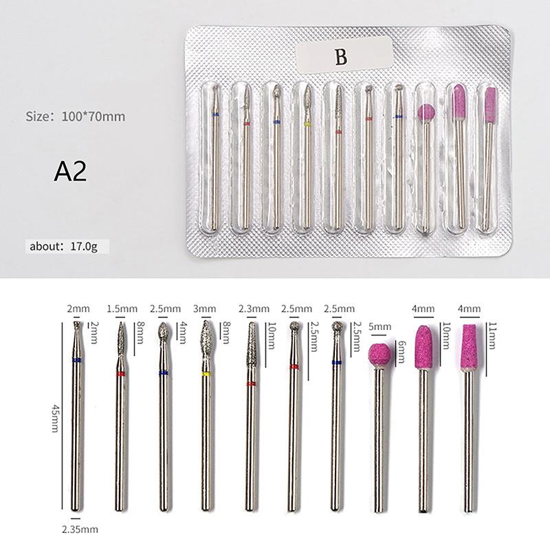 

10 шт. алмазные сверла для ногтей, вращающиеся электрические фрезы для педикюра, маникюра, пилочки для кутикулы, инструменты для ногтей, аксессуары