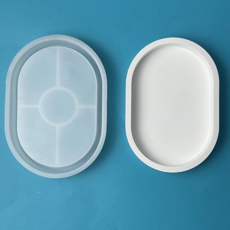 Silicone Moulds Candlesticks Resins Molds Oval Candle Holder Tray Molds DIY Concrete Castings Mould Crafts Decorations