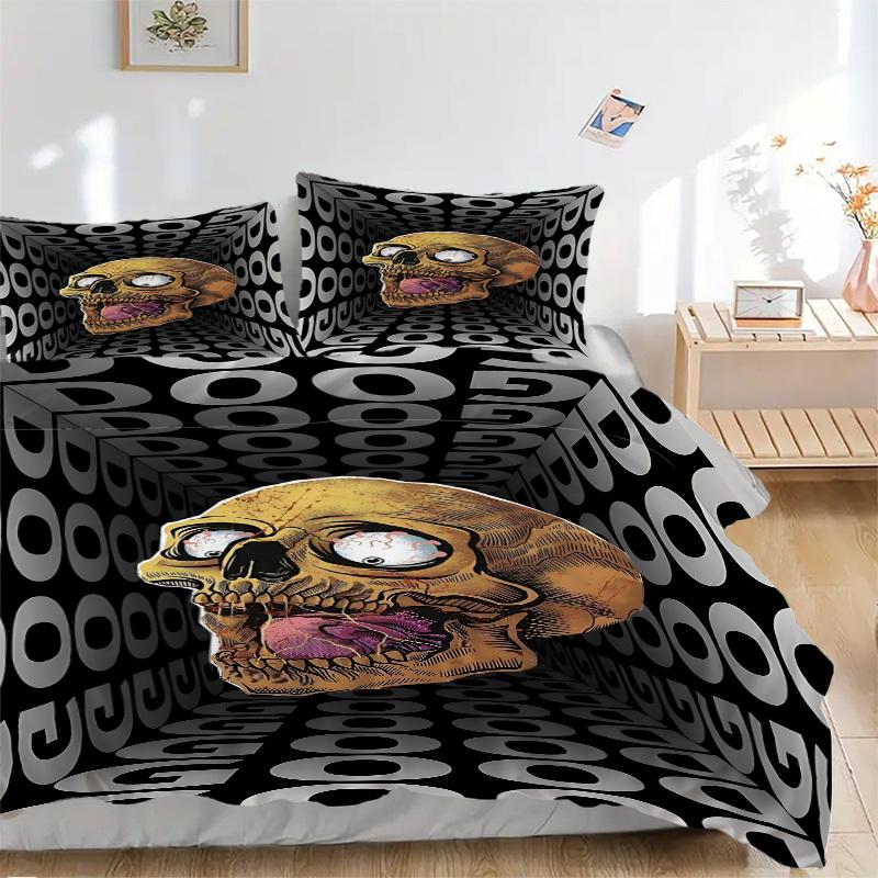 

3pcs Skull Artwork Bedding Set: Perfect for Bedroom or Guest Room. Soft and Comfortable with No Core Included yy251010110 135x200cm