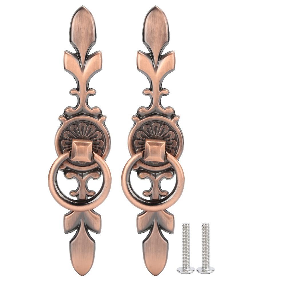 2pcs Zinc Alloy Cabinet Knobs Antique Bronze Drawer Handles Ring Pull Handles  Furniture Drawer