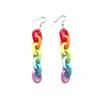 Harajuku Style Rainbow Acrylic Chain Earrings – Colorful Candy Ear Clips for Women