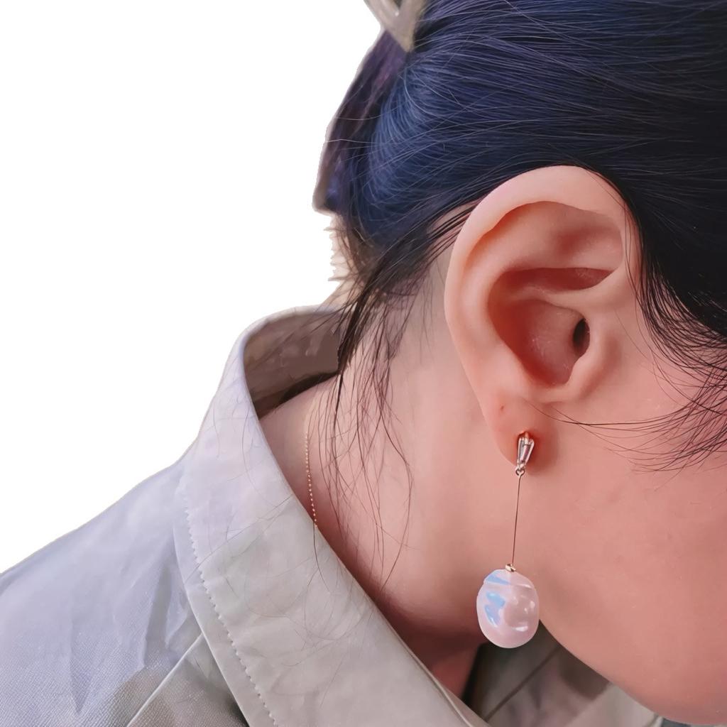 Cold simple zircon inlaid stud earrings silver needle natural freshwater baroque irregular pearl fishtail earrings