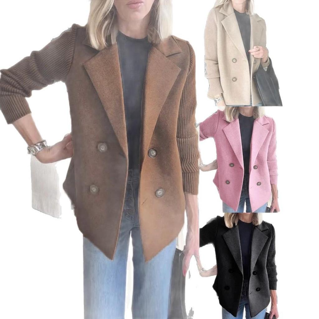 2025 European & American Women's Woolen Suit Collar Casual Top Coat