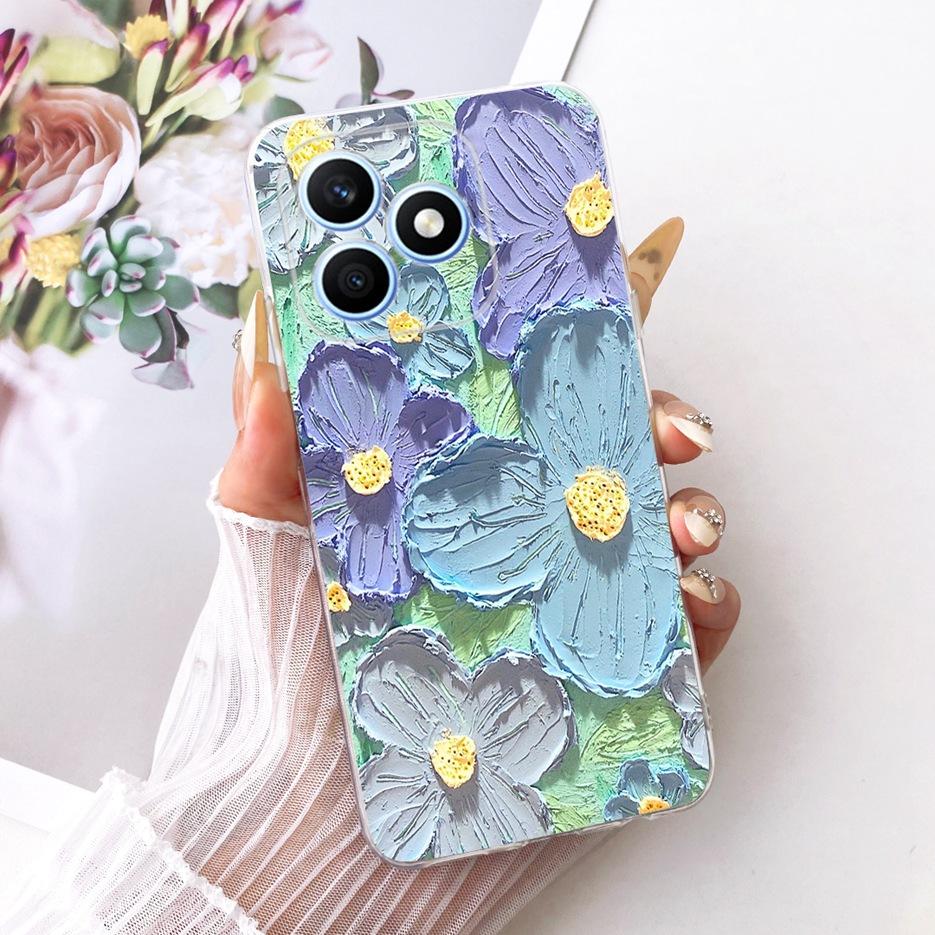 For Honor X8d 4G Case Cute Cat Luxury Flowers Painted Cover Soft Slim Phone Case For Honor X8d X 8d HonorX8d 4G Back Cover Coque
