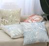 Federa Cuscino Ricamata con Stella Marina Coralli Foglie Spiaggia Copricuscino Schienale Cotone Casual per Divano Camera da Letto Decorazione 45X45Cm