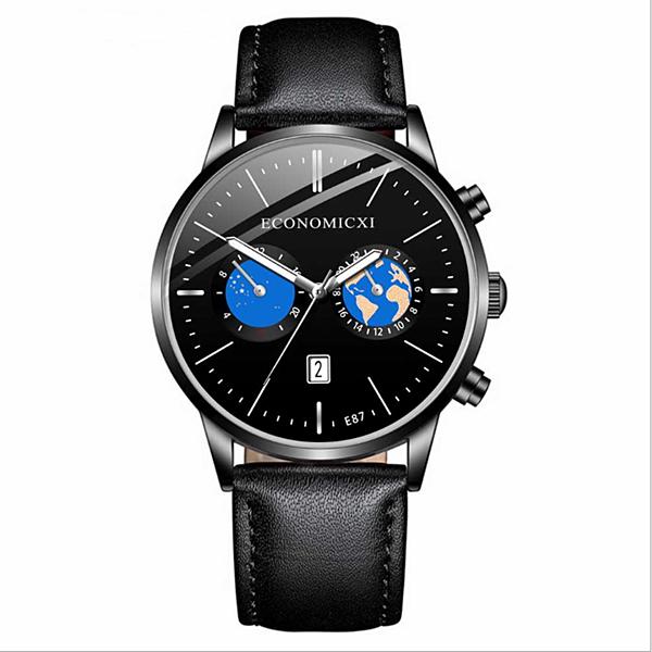 Reloj de pulsera de cuarzo para hombre, informal, de negocios, con correa de cuero