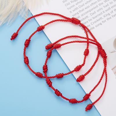 2PCS/SET Handmade 7 Knots Red String Bracelet for Lover Protection Lucky Amulet Woven Bangle for Women Men Summer Jewelry Gift