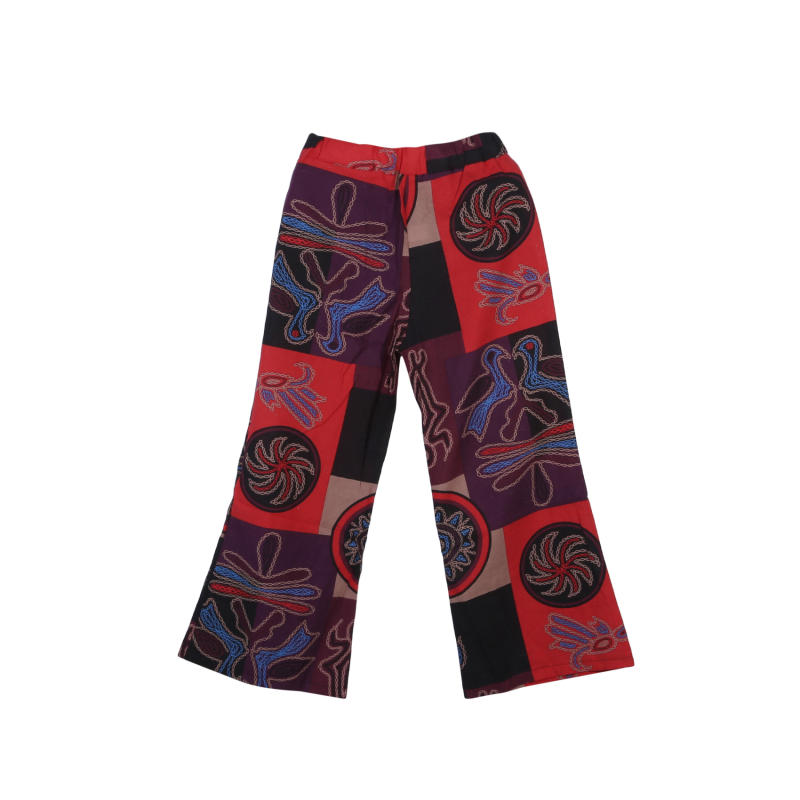 

Женские весенне-осенние свободные брюки с принтом, повседневные широкие брюки на резинке, мягкие брюки с цветочным узором для дома 5XL красный