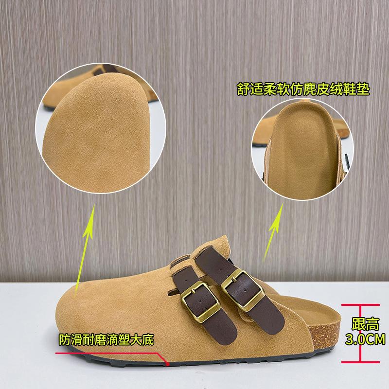 Leather Bag Head Slippers Women's Summer 2025 New Wear Flat Bottom Half Drag Casual Versatile Sandals Fashion Women's Shoes