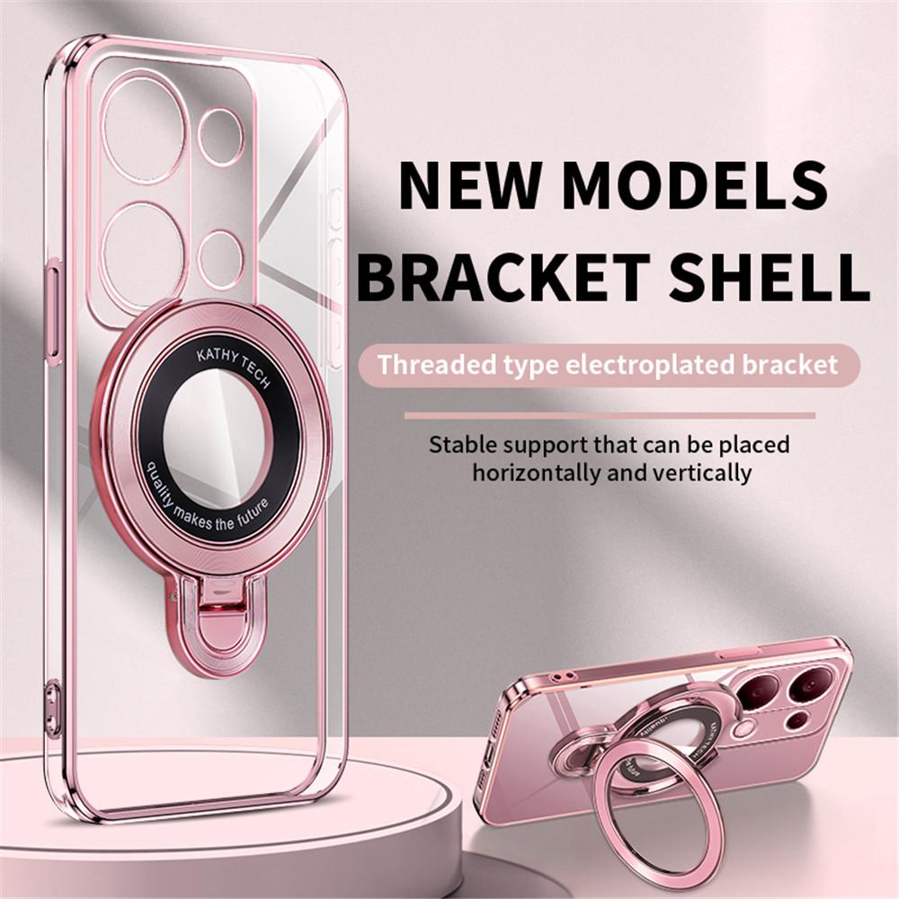 Luxury Transparent Plating Magnetic Bracket Case For Xiaomi Poco X6 Pro X3 NFC X5 F6 M6 Pro C65 C75 F3 F4 Silicone Stand Cover