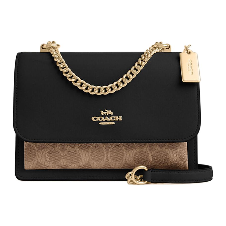 Coach CV978 Klare Crossbody Bag Signature Canvas Tan Black IMXB2 Basic Set (Bag+Dust Bag)