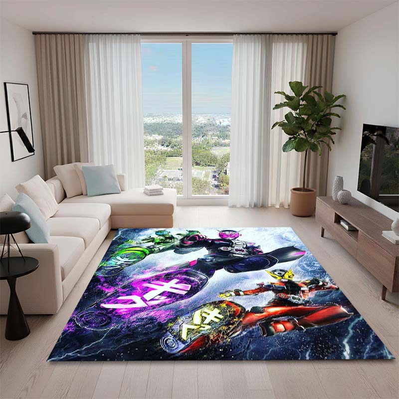3D Printed Kamen Rider Rug, Suitable for Living Room, Bedroom, Table, Kitchen Doorway, Children's Non-slip Floor Mat.