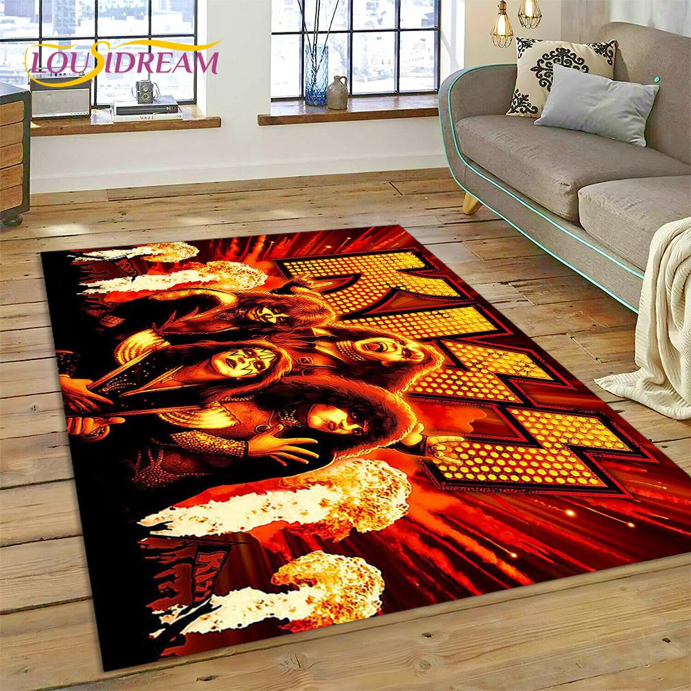 Neuester Kiss Rock Heavy Metal Band Teppich für Wohnzimmer Schlafzimmer Heimdeko, rutschfeste Bodendekoration für Sofa Fußmatte