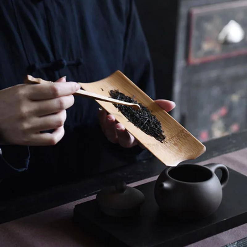 Handgjort kinesiskt teverktygsset i bambu, Skedklämma, Skopa, Kung Fu, Gongfu-tillbehör, Ceremoniell gåva