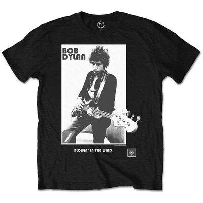 Officially Licensed Bob Dylan Blowin In The Wind Mens Black 100% Cotton T-shirt Mens Tees Top Bob Dylan