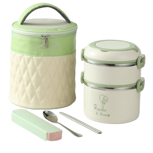 

Mlsjyhf Insulated Lunch Box, Rice Container with Bento Bag, Chopsticks and Spoon Included, Vacuum Insulated, Keeps Food Hot or Cold for Long Hours, Su