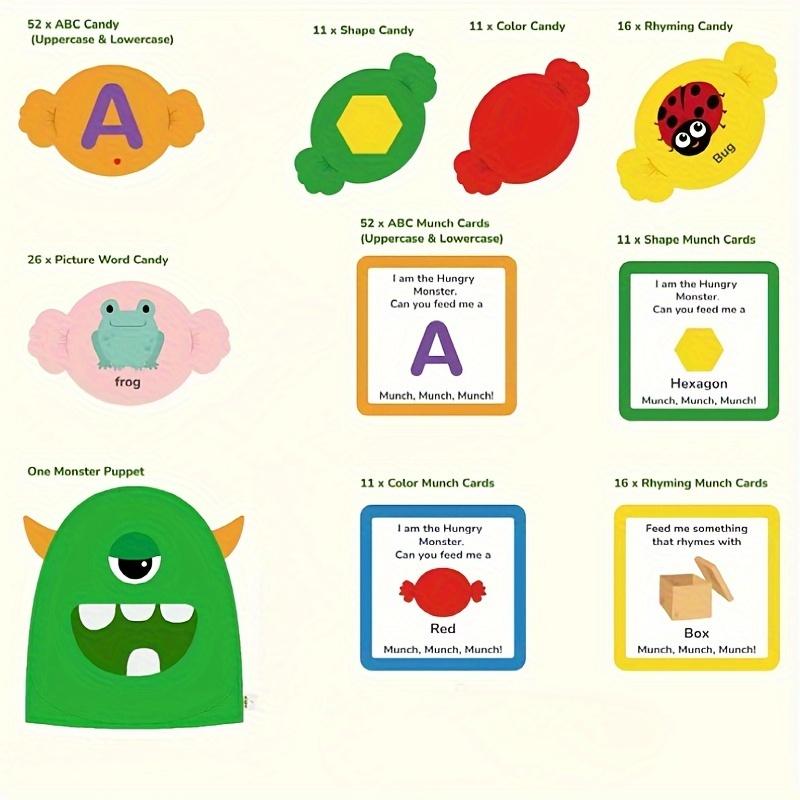 

231pcs Educational Flash Card Set-Felt Monster Learning Kit,Featuring Letters, Words, Shapes, Color Recognition Interactive,gift