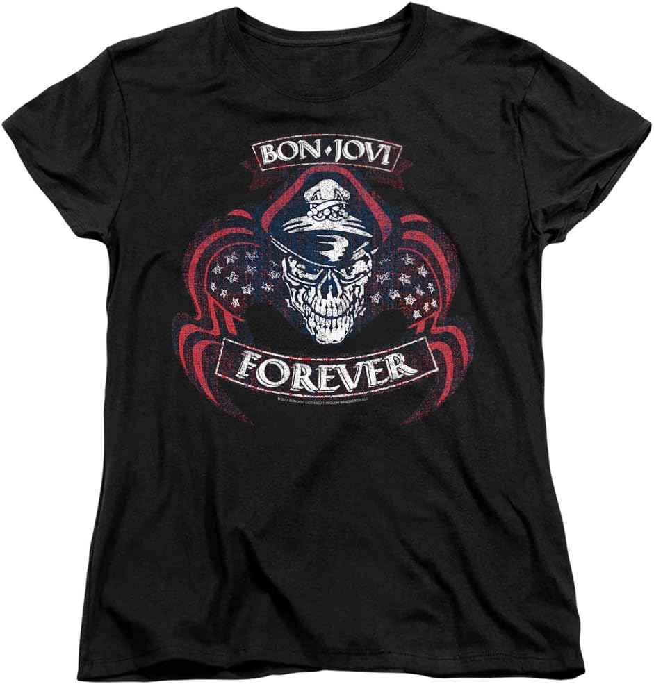 Bon Jovi Forever Skull Graphic Print T-shirt M