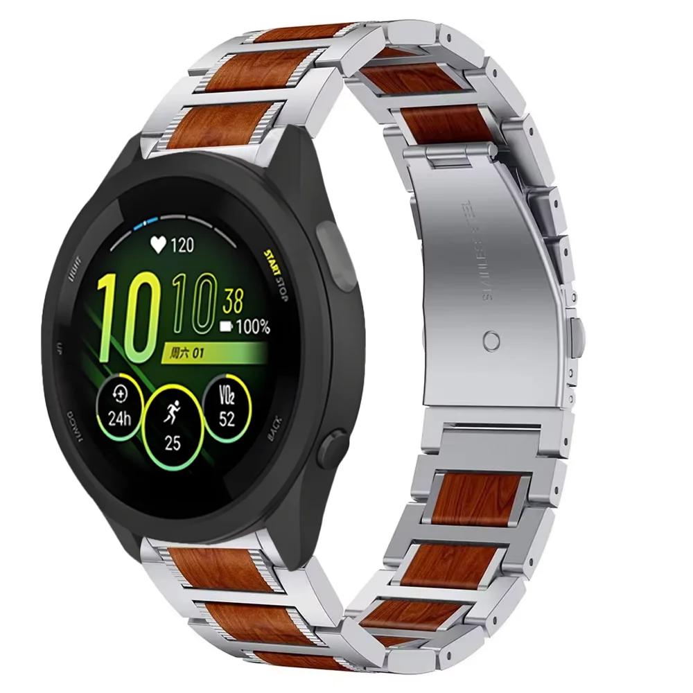 

22-миллиметровый ремешок из палисандра+металла для Garmin Forerunner 965 265 255 265 970 570 Браслет из нержавеющей стали для Garmin Venu 4 3 2 Ремешок для запястья Forerunner 965-955 серебряный