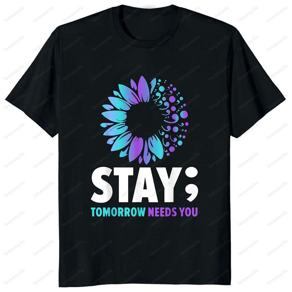 Sunflower Design Mental Health Awareness T-shirt L