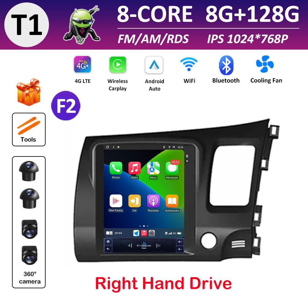 Car Multimedia Video Radio Player WIFI for Honda Civic 2005 2006 2007 2008 - 2012 Android OS Wireless Carplay GPS Navigation 4G