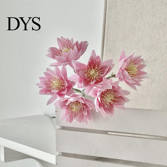 Decorative Fake Flowers Simulated Snow Lotus Artificial Flower Realistic Faux Silk Bouquet with 6 Indoor Full Blooms for Vase Floral Arrangement