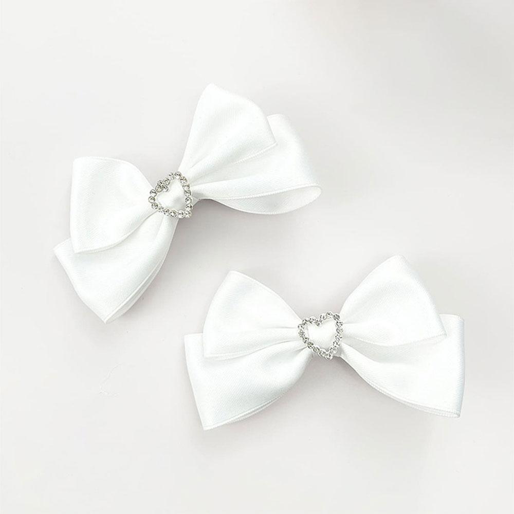 

2 шт. Заколка для волос в форме сердца с бантом, милая, со стразами, для двойного хвостика, головной убор, кавайный, лолита, косплей, головной убор, аксессуар для волос для формы JK 2pcs