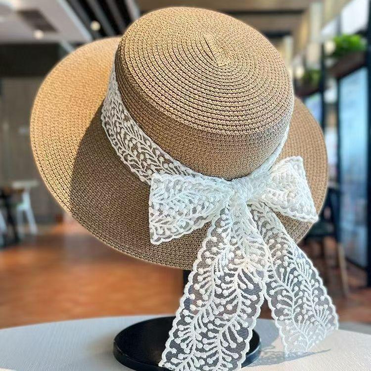 Bow Big Brim Sunshade Straw Hat Women's Summer Outdoor Sunscreen Vacation Beach Hat Seaside Versatile Hat