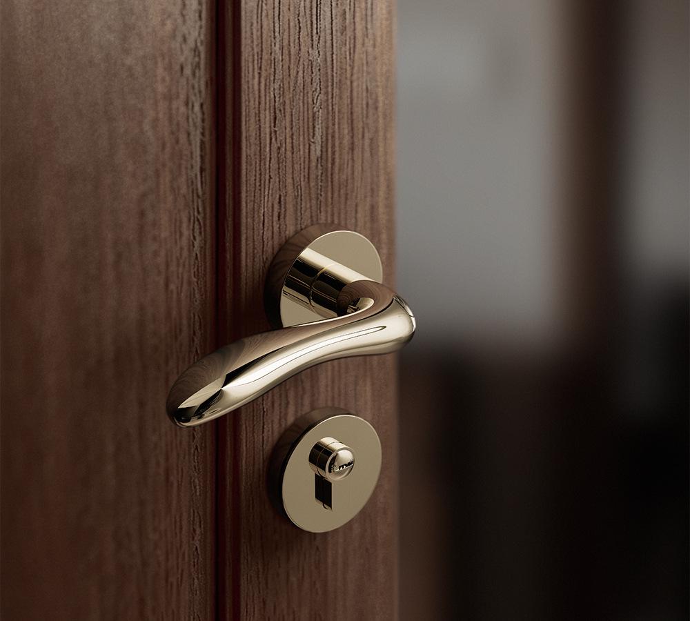 BAGB Silent Luxury Wooden Bedroom Door Handle Lock