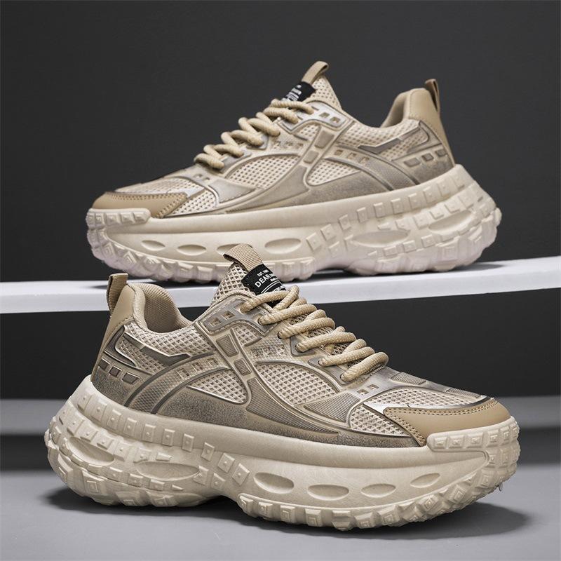 Fashion Mens Distressed Style Dad Shoes 2025 New Spring Breathable Thick Tire Sole Casual Sneakers