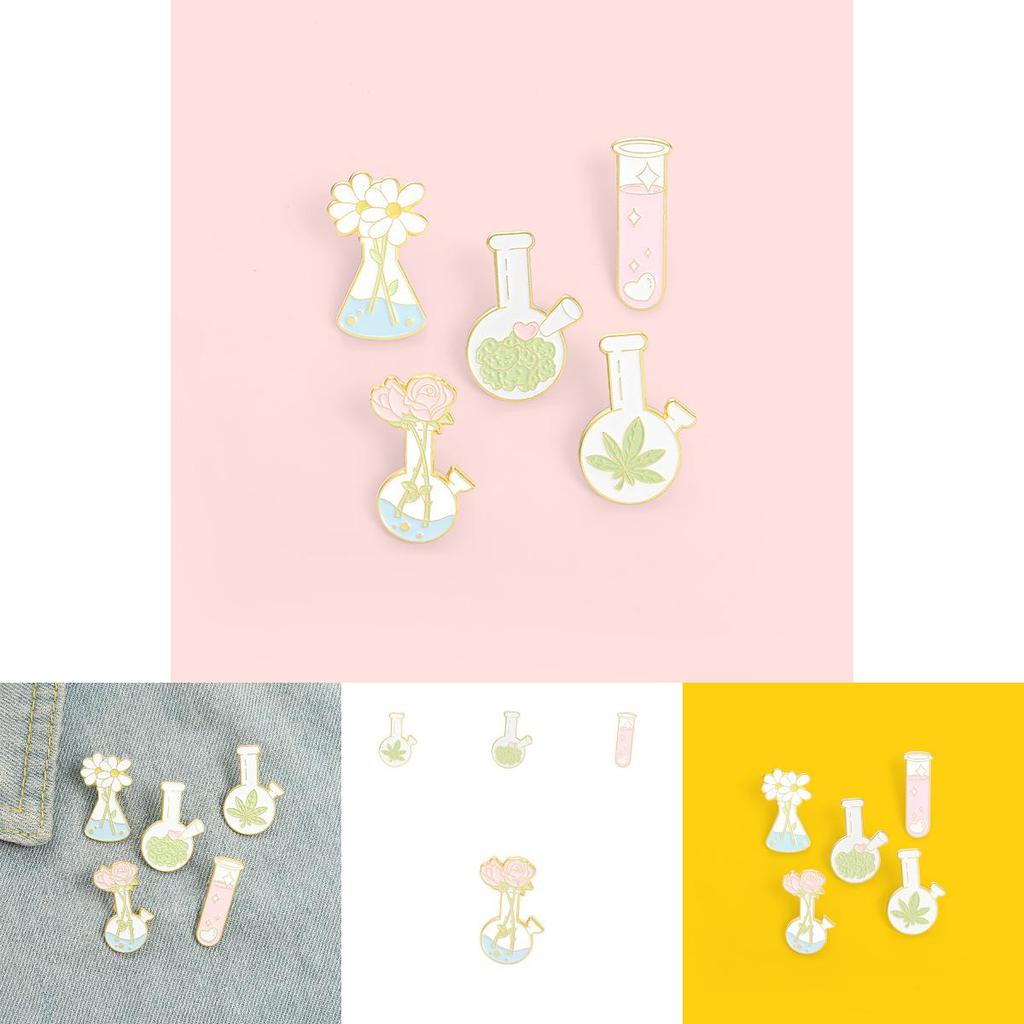 Unique Cartoon Creative Floral Vase Brooch Daisy Rose Alloy Unisex Decorative Pin