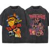 Anime Pain Aufdruck The Return of Vampurr T-Shirt Herren Retro Gewaschene Oberteile T-Shirts Harajuku T-Shirt Streetwear Hip Hop Herren T-Shirts