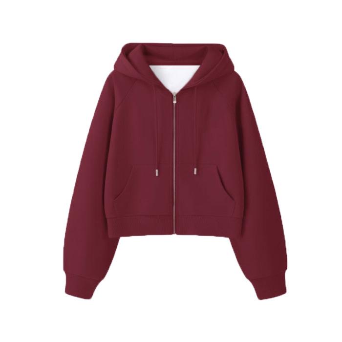 Dámský šedý kardigan na zip s kapucí - Svetrová bunda s dlouhým rukávem na jaro a podzim