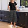 Women Casual Loose Fit Short Sleeve T Shirt and Capri Pants Pajama Set V Neck Top and Polka Dot Print Bottoms Lounge Wear Set