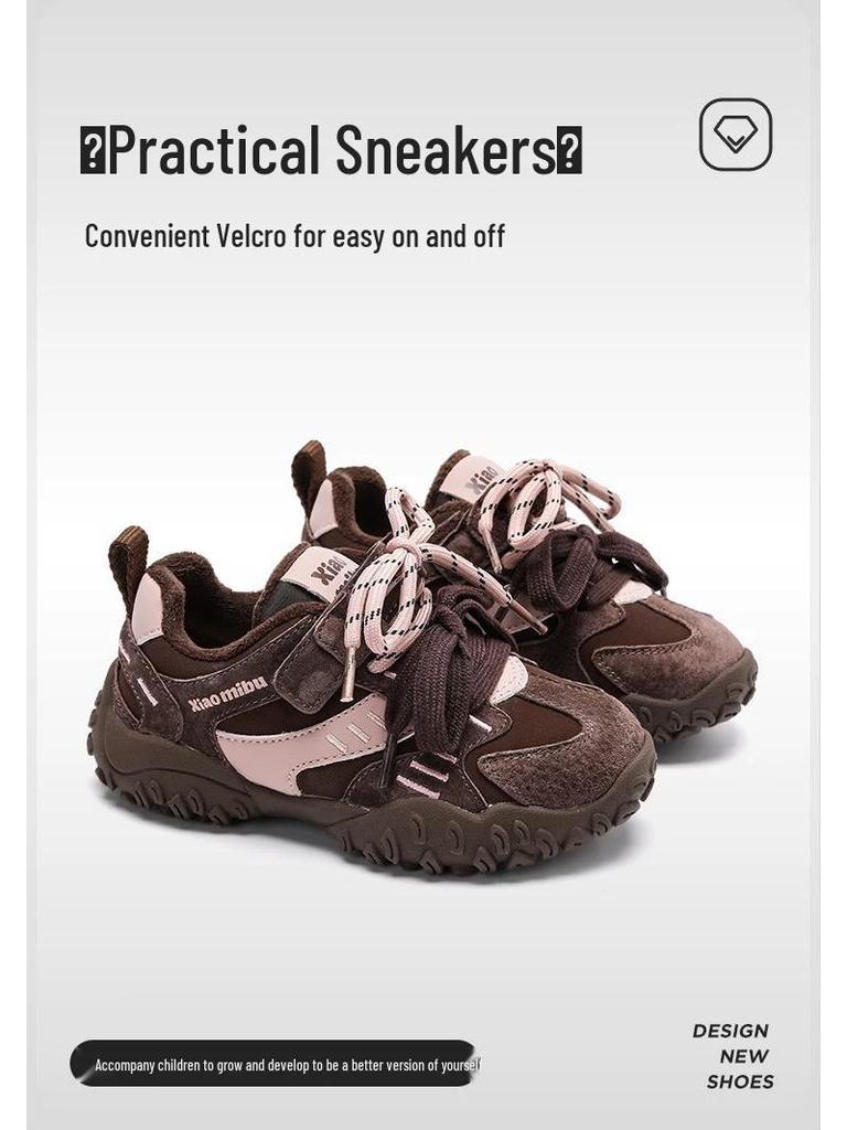 2025 Spring/Autumn Girls' Casual Shoes: Forrest Gump Style Parent-Child Sneakers with Winter Velvet