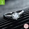 Ins Style Fashion One-Carat Moissanite Ring S925 Silver Belt Certificate Mozzarella Diamond Ring