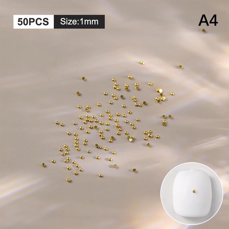

50 шт. мини-полукруглые бусины из нержавеющей стали в виде икры, украшения для ногтей, микрошарики, гель-лак, маникюрные принадлежности A4