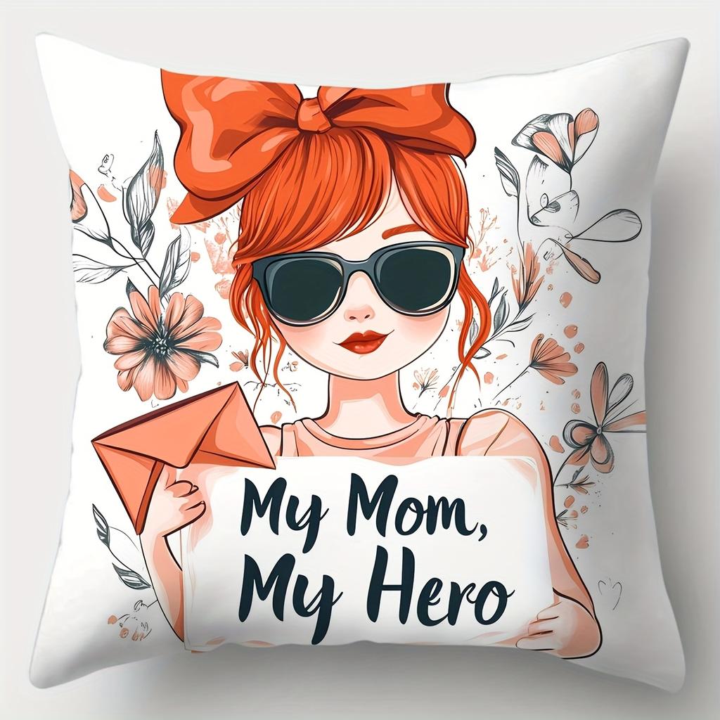 4pcs Set, Mother's Day Pillowcase, Love Crown Pillowcase, 17.7 Inches * 17.7 Inches, Single-sided Printing, Mother's Day Decorat