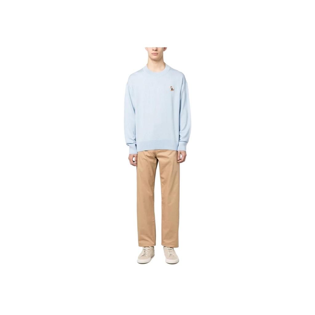 Maison Kitsune Solid Color Zipper Straight Leg Casual Pants Men Bottoms Khaki KM01194WW0073-P220