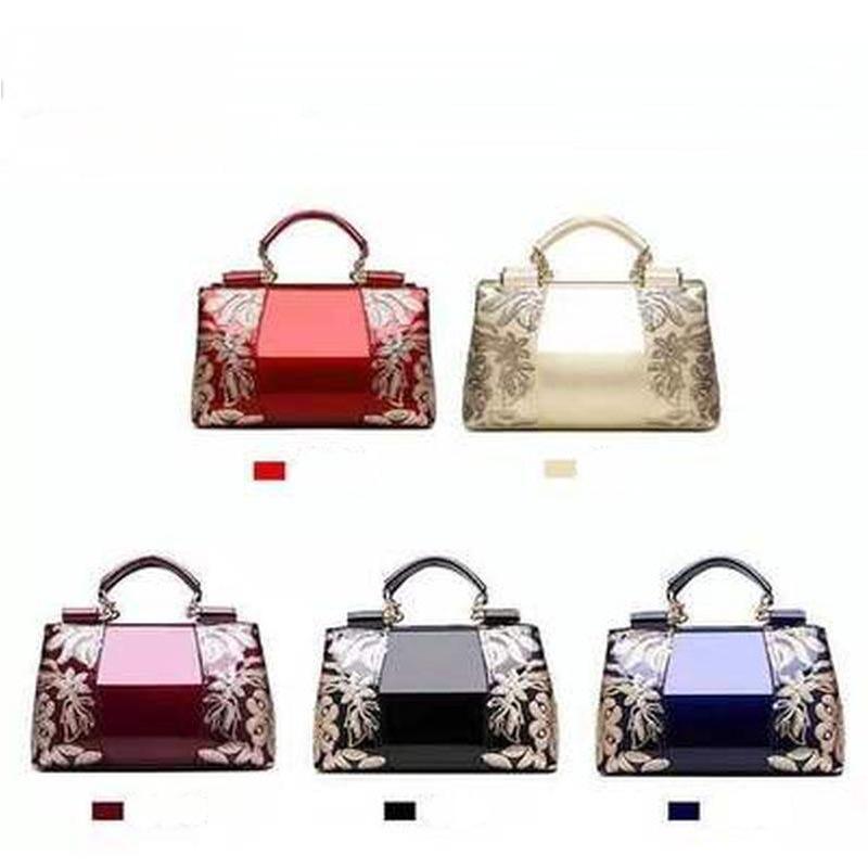 Embroidery Women Bag Leather Purses and Handbags Luxury Shoulder Bags Female Bags for Women