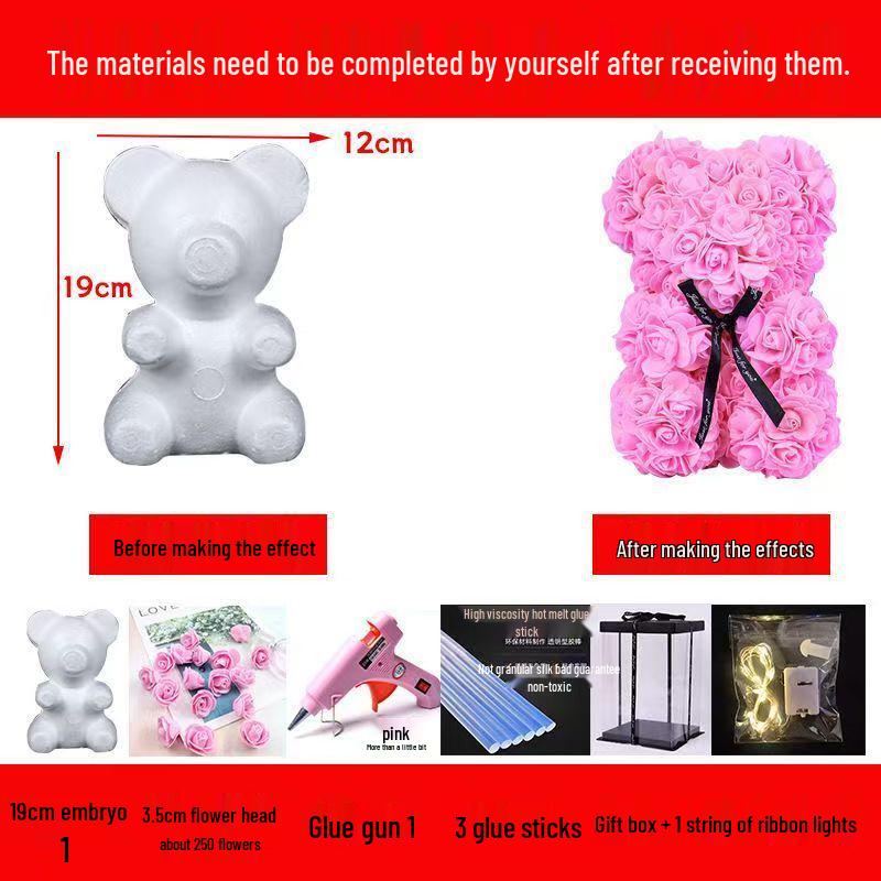 Handmade Everlasting Rose Bear DIY Kit for Valentine's & Qixi Festival