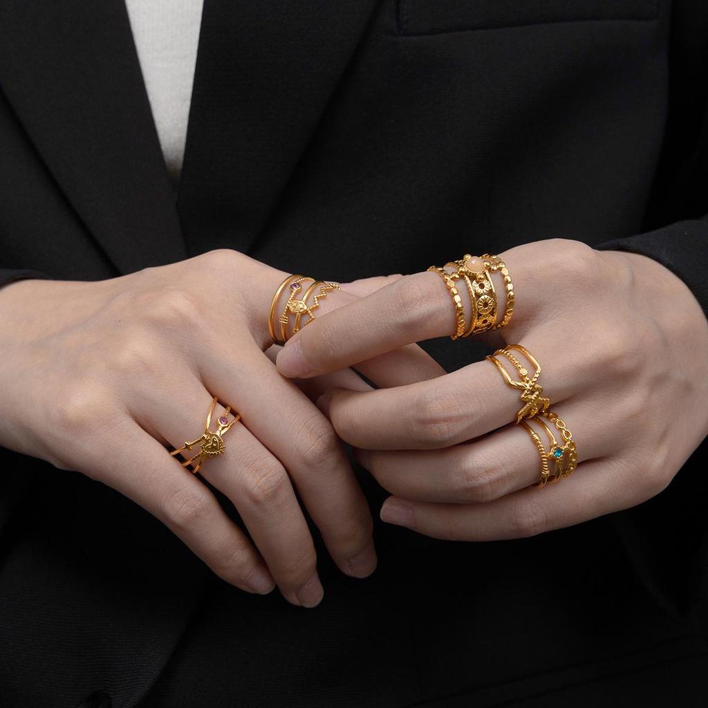 Versatile Zircon Inlaid Irregular Ring for Women - Exquisite Autumn/Winter Style