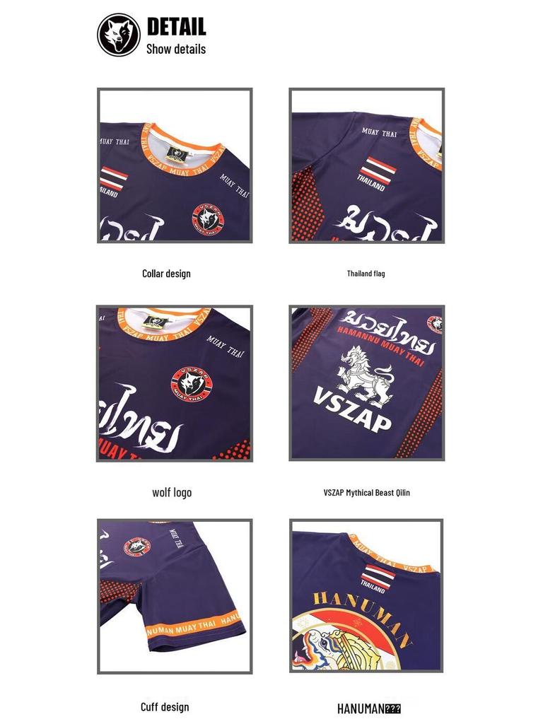 VSZAPMMA Men's Quick-Dry UFC Muay Thai Boxing T-Shirt for Summer Fitness & Running