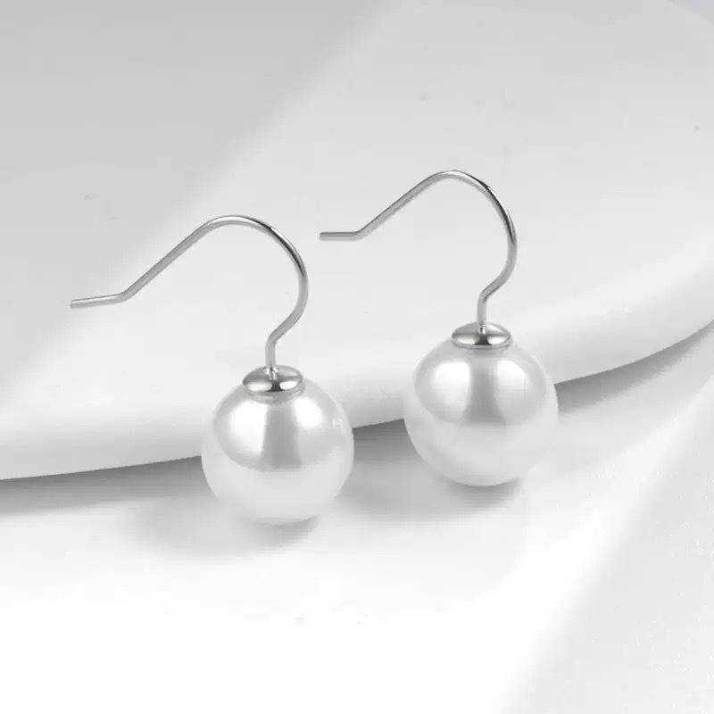 S925 Sterling Silver Pearl Earrings - Fashionable Light Luxury Ear Hooks Studs 925 Sterling Silver