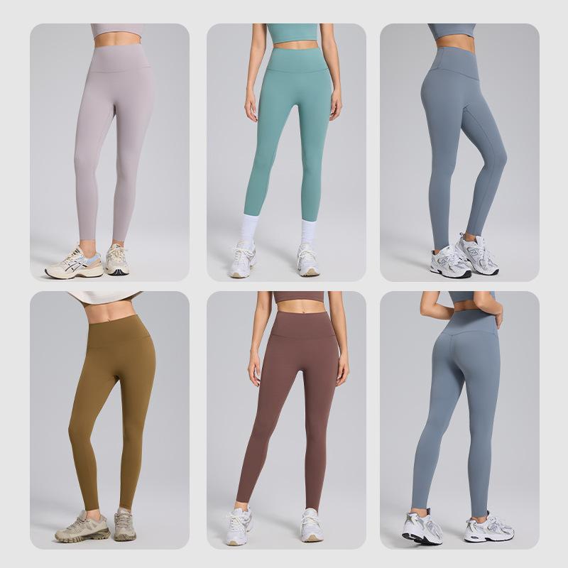 Naked anti-crimping yoga pants women's peach hip lift shaping high waist nine-point leggings sports fitness pants
