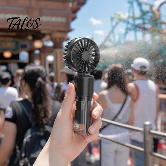 Talos Portable Handheld Misting Fan, 4 Speed Rechargeable Personal Mist Small Summer Cooling Fan with Water Spray for Travel Home Office