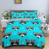 Raccoon Duvet Cover Set Grey Black Wild Animals Colourful Background King Queen Size Comforter Cover Polyester For Kids Boy Girl