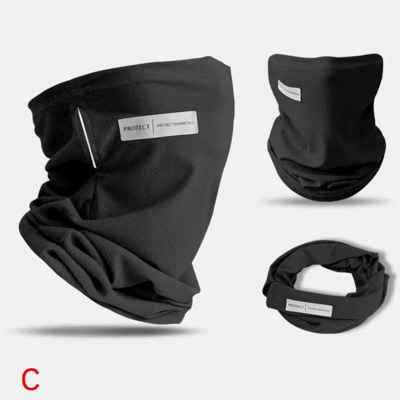 

Summer Ice Silk Sunscreen Mask For Men Women Outdoor Cycling Face Cover Solid Color Neck Wrap UV Protection Ear Bandana Scarf C