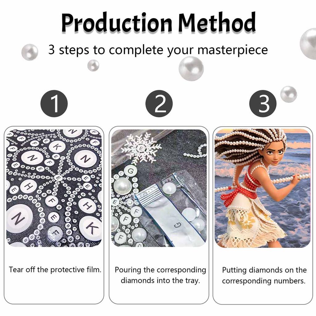 Disney Moana Creative Pearl Art Kit 5D DIY Pearl Embroidery Mosaic Cross-Stitch Kit for Home Decor